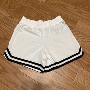 DSG White Shorts with Black Hem Stripes